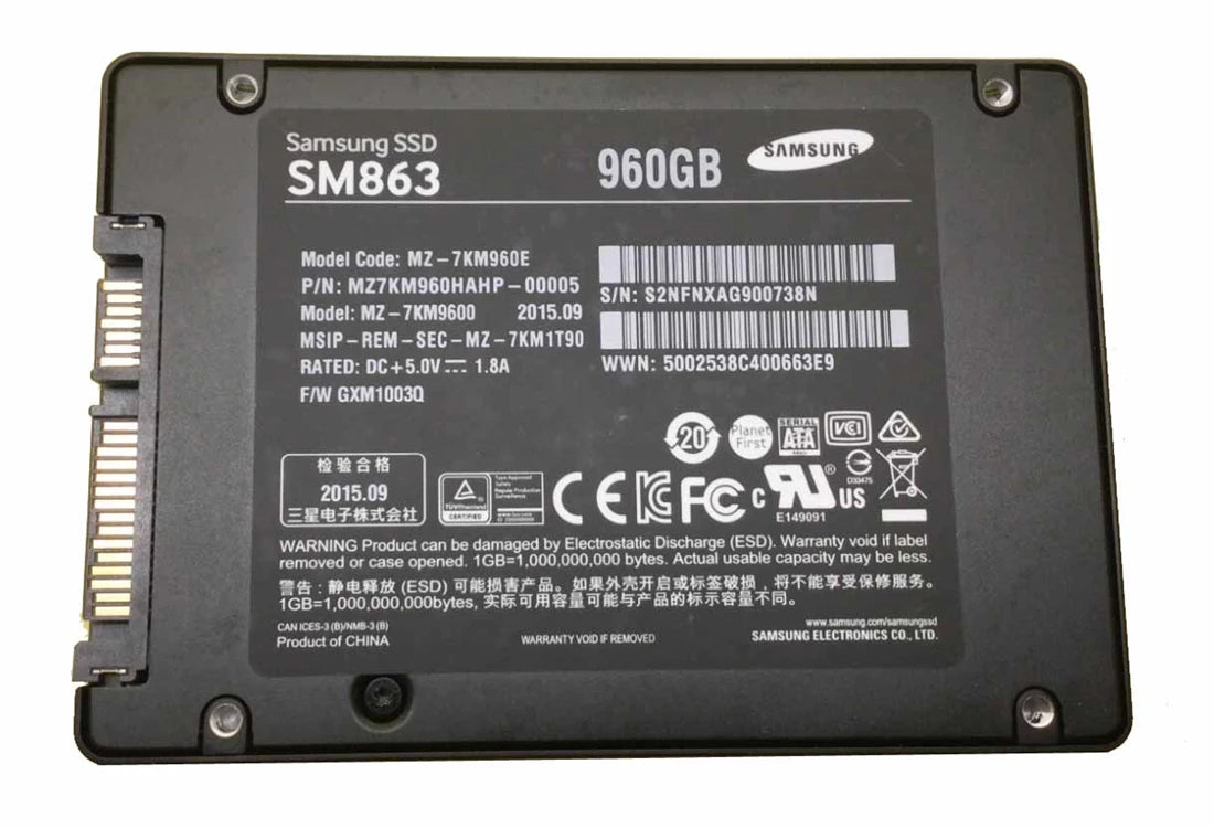 MZ-7KM960E Samsung | SM863 960GB SATA 6Gbps 7MM 2.5inch SSD