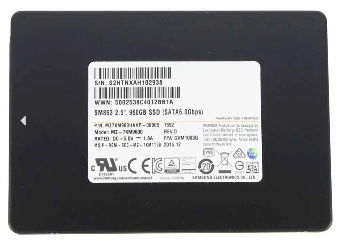 MZ7KM960HAHP-00005 Samsung | SM863 960GB SATA 6Gbps 2.5inch SSD