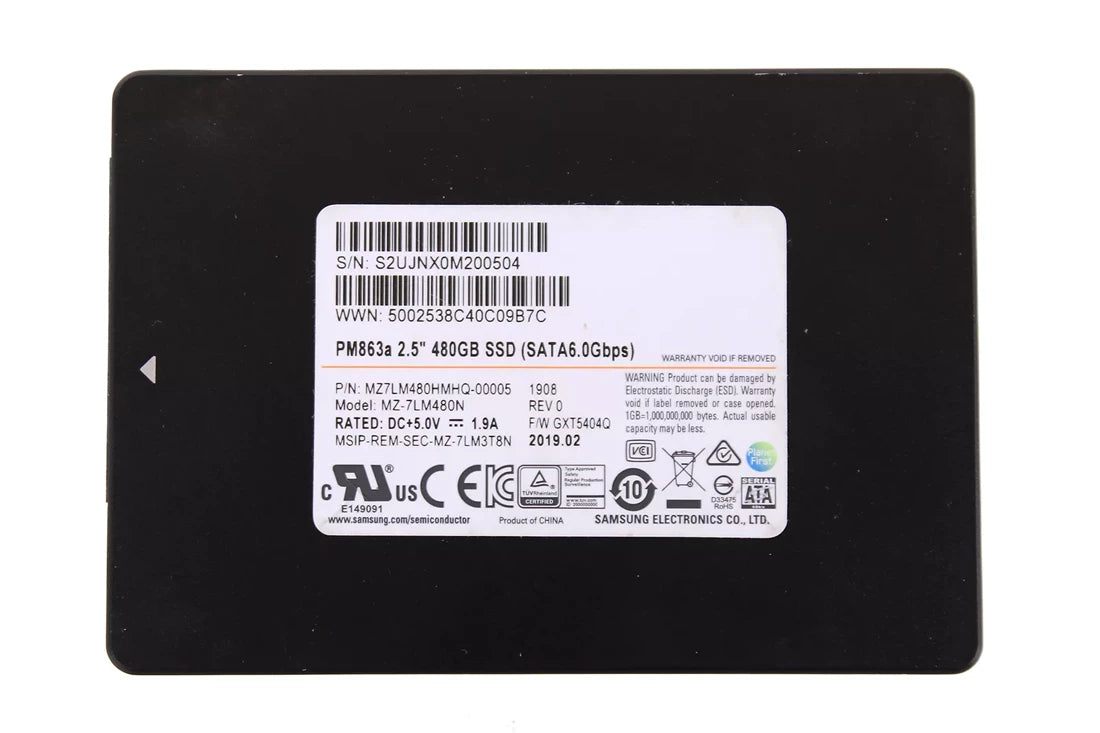 MZ7LM480HMHQ-00005 Samsung | PM863a 480GB SATA 6Gbps 2.5inch SSD