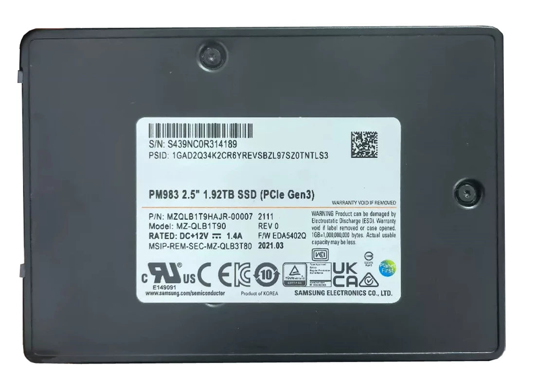 MZQLB1T9HAJR-00007 Samsung | 1.92TB PM983 Pci-E 3.0 X4 U.2 2.5inch NVMe SSD