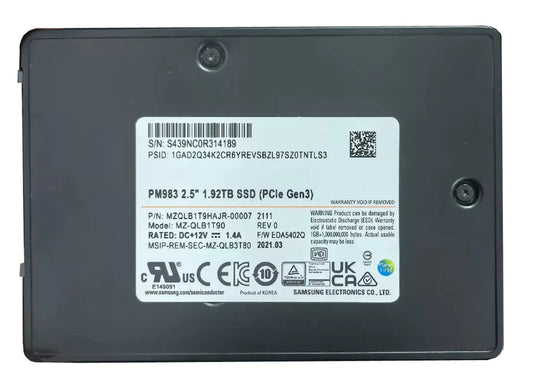 MZQLB1T9HAJR Samsung | 1.92TB PM983 Pci-E 3.0 X4 2.5inch NVMe SSD