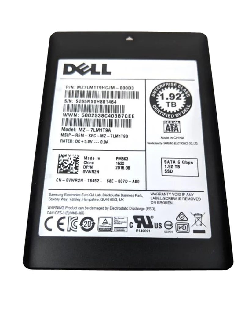 MZ7LM1T9HCJM-000D3 Samsung | PM863 Read Intensive SSD 1.92 TB SATA 6Gb/s DELL