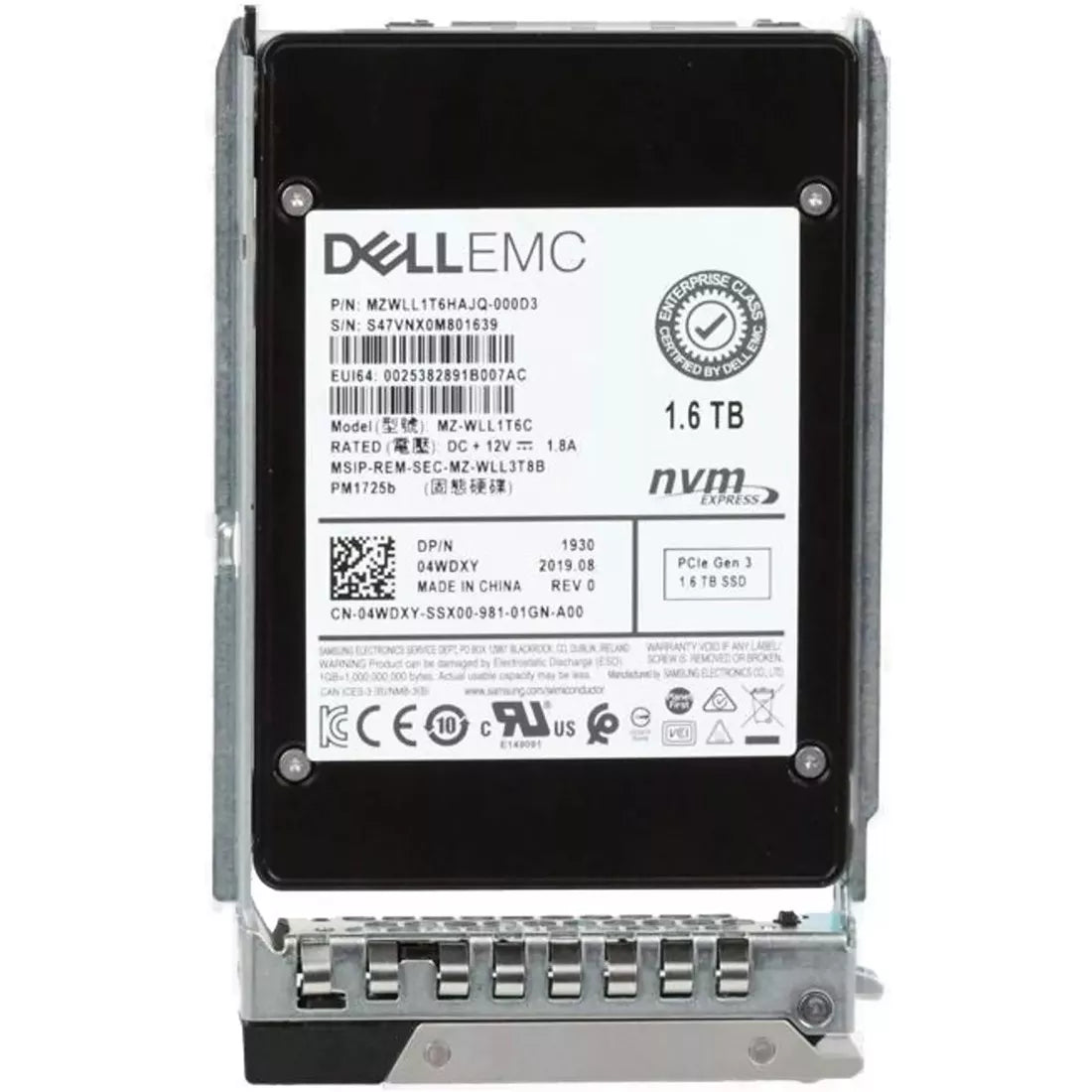 4WDXY Dell | 1.6TB PCIe Gen3 NVMe Mixed-Use U.2 2.5Inch SSD