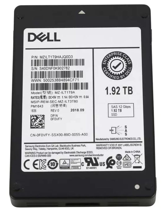 MZ-ILT1T9A Samsung | 1.92TB PM1643 SAS 12Gbs 2.5inch Internal SSD