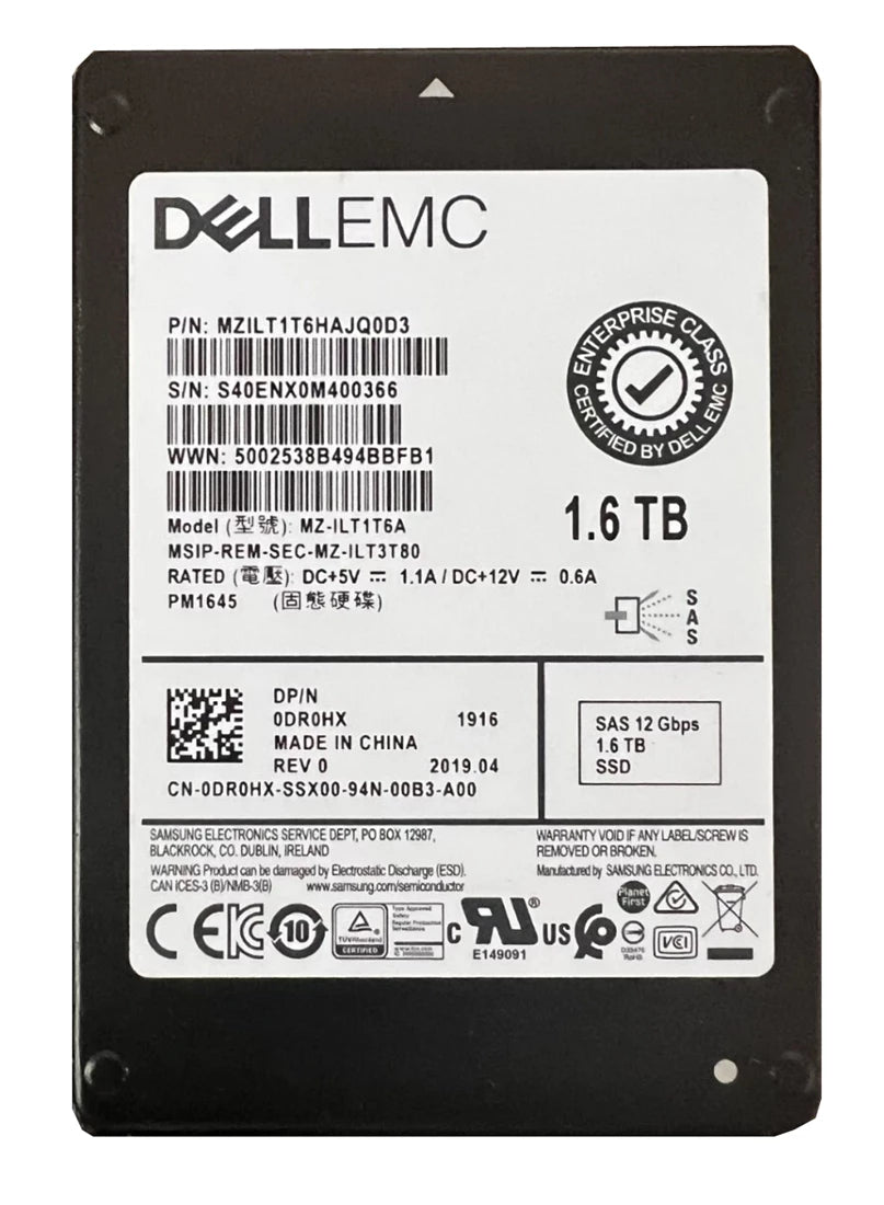 MZ-ILT1T6A Samsung | 1.6Tb PM1645 Mix Use TLC SAS 12Gbps 2.5inch SSD