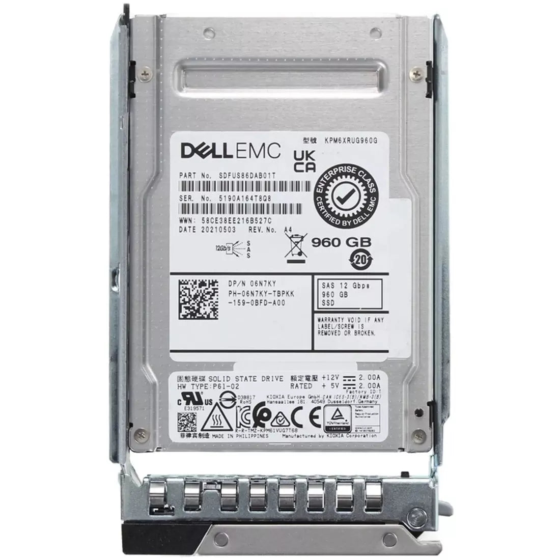 6N7KY Dell | 960Gb SAS-12Gbps Read Intensive 1DWPD 2.5in Hot Plug SSD