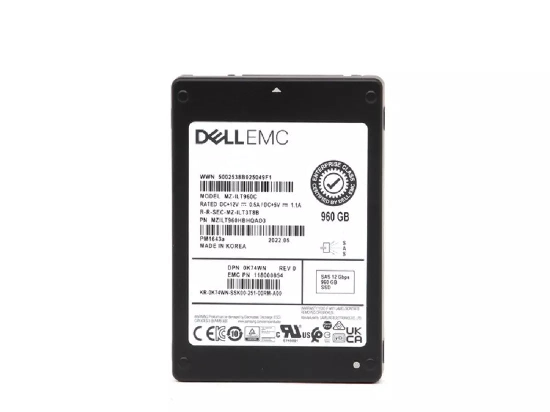 MZILT960HBHQAD3 Samsung | PM1643a Read Intensive SSD 960 GB SAS 12Gb/s DELL