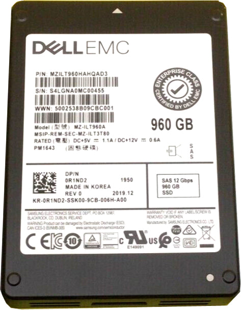 MZILT960HAHQAD3 Samsung | PM1643 960GB SAS 12Gbs 2.5inch SSD