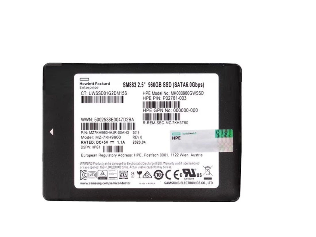 MZ7KH960HAJR-000H3 Samsung | SM883 Mixed Use SSD 960 GB SATA 6Gb/s HPE