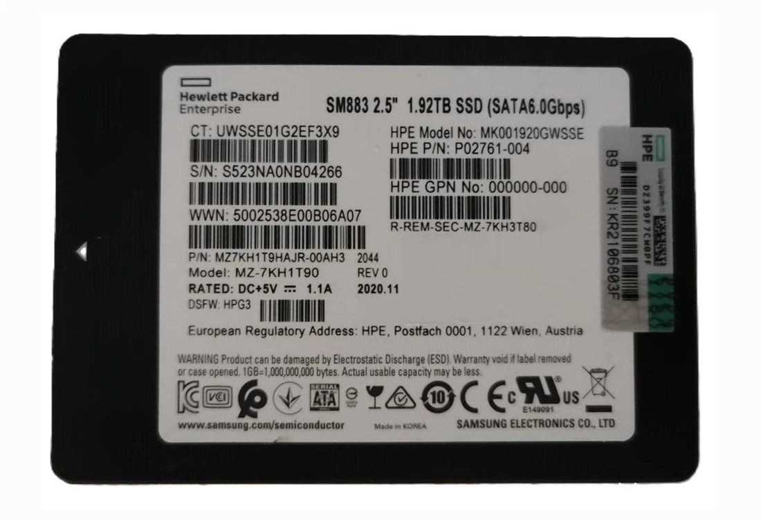 MZ7KH1T9HAJR-00AH3 Samsung | SM883 Mixed Use SSD 1.92 TB SATA 6Gb/s HPE