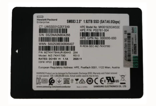 MZ7KH1T9HAJR-00AH3 Samsung | SM883 Mixed Use SSD 1.92 TB SATA 6Gb/s HPE