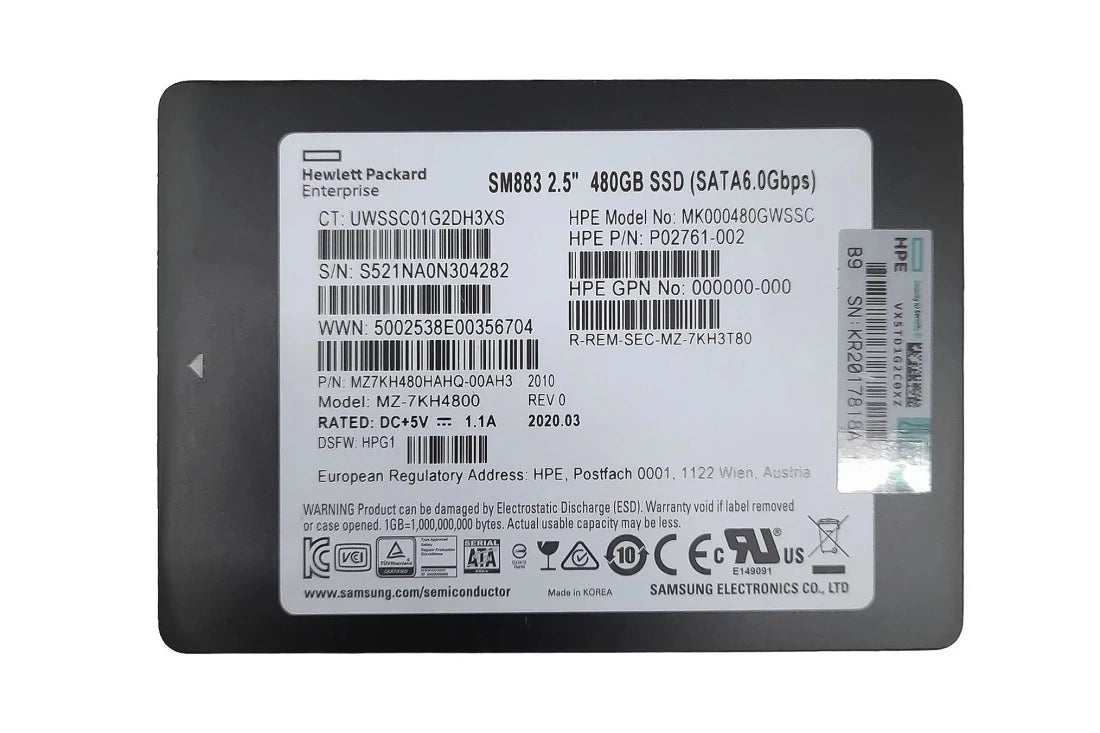 MZ7KH480HAHQ-00AH3 Samsung | SM883 Mixed Use SSD 480 GB SATA 6Gb/s HPE