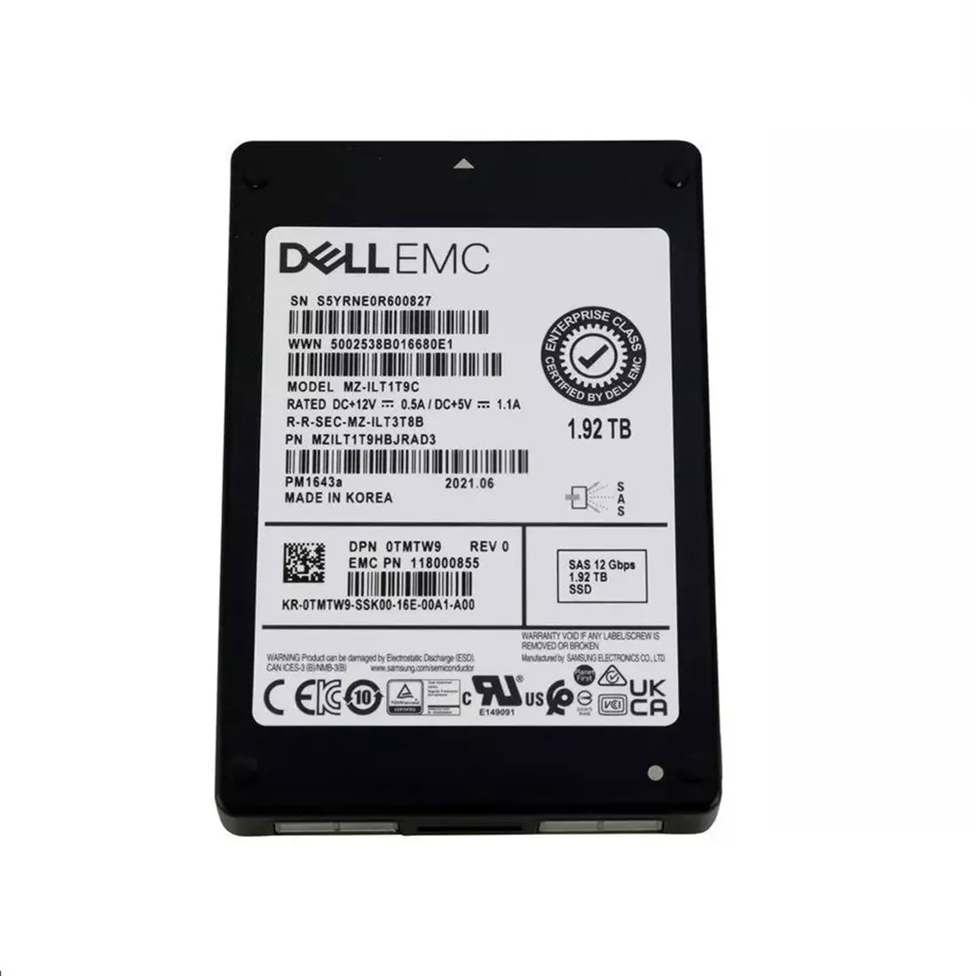 MZILT1T9HBJRAD3 Samsung | PM1643a Read Intensive SSD 1.92 TB SAS 12Gb/s DELL