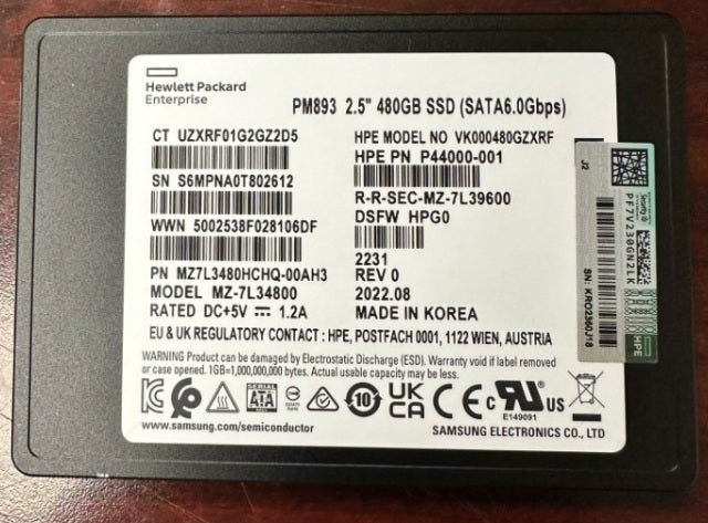 MZ7L3480HCHQ-00AH3 Samsung | PM893 480GB SATA 6gbps 2.5inch SSD