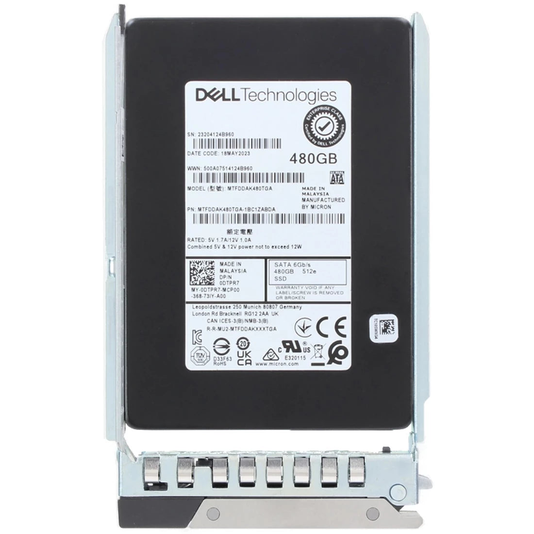 DTPR7 Dell | 480GB SATA-6Gbps Read Intensive 1 DWPD 2.5 Inch Hot Plug SSD