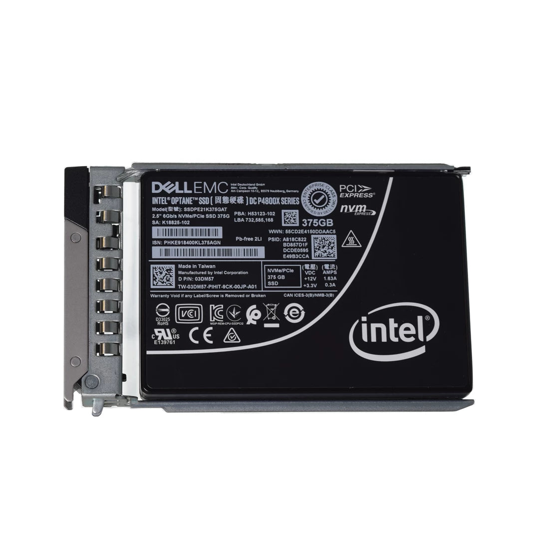 3DM57 Dell | 375GB WI 2.5Inch NVMe PCIe Gen3.0 x4 SSD with Tray