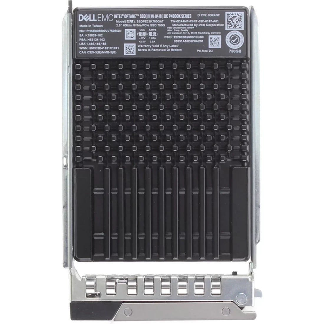 DX4NF Dell | DC P4800X Series 750GB PCIe 3.0 x4 (NVMe) U.2 2.5" Solid State Drive with Tray
