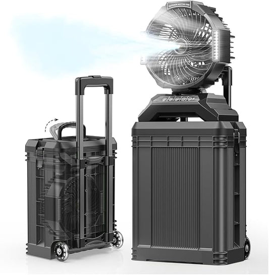 4 Gallon Large Portable Misting Bucket Fan – 40000mAh Rechargeable