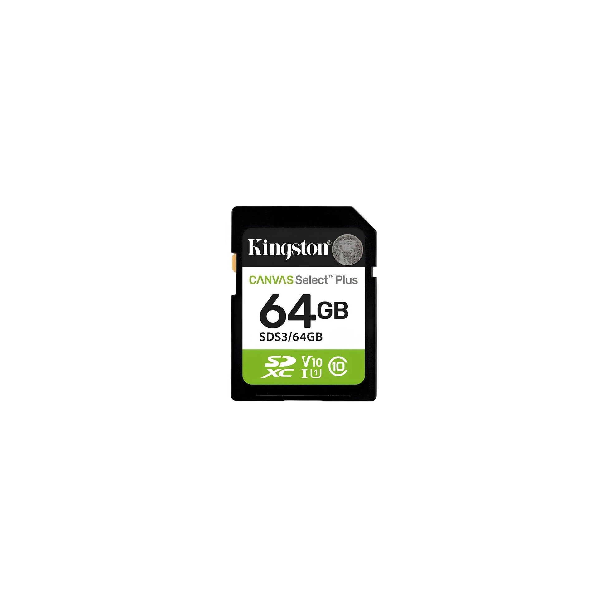 10/UHS-I U1 Kingston | Canvas Select Plus 64 GB Class V10 SDXC 100 MB/s Read