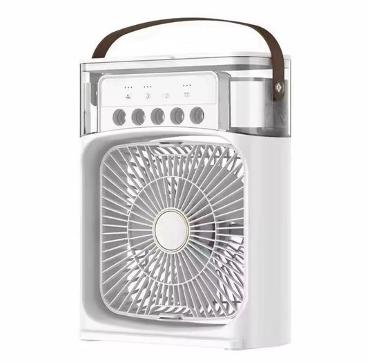 Portable Air Cooler Humidifier Fan USB Mini Air Conditioner with 3 Speeds & LED Light
