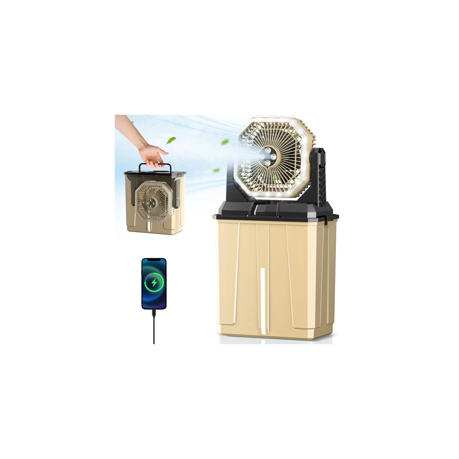 Portable Misting Fan – 24000mAh Camping Fan with 8L Bucket