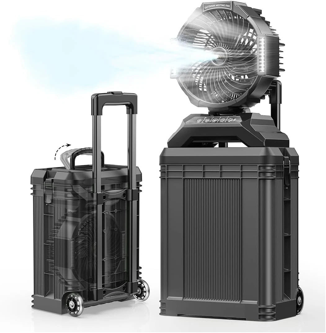4 Gallon Large Portable Misting Bucket Fan – 40000mAh Rechargeable