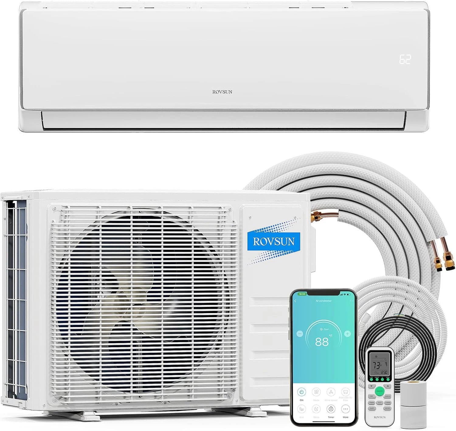 11,500 BTU Wi-Fi Mini Split AC & Heater with Installation Kit