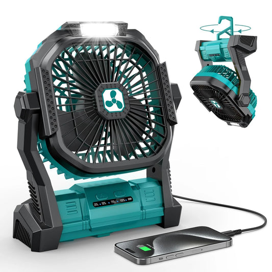 Onlynew Portable Fan Rechargeable 20000mAh Cordless Battery Powered Fan with LED