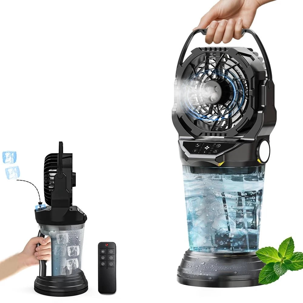 Portable Misting Fan – 30000mAh Rechargeable 120° Oscillating LED