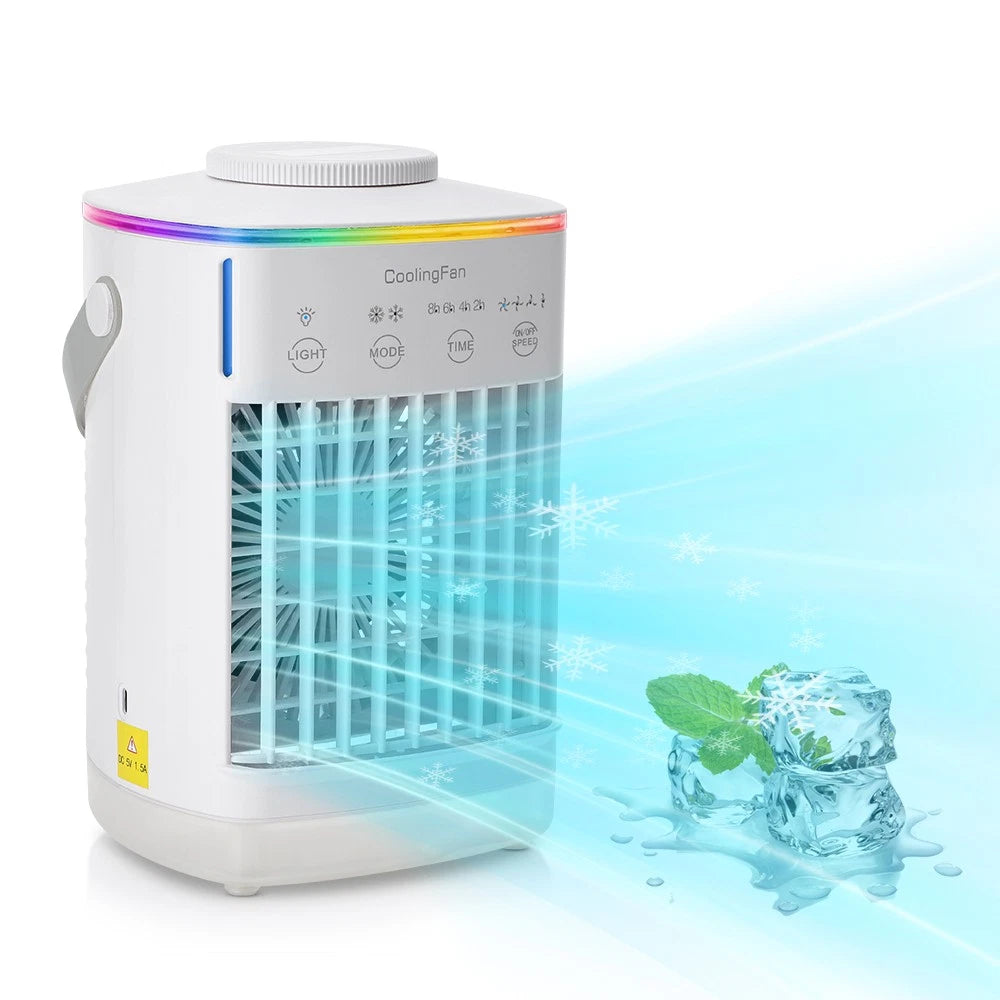 2-Pack Portable Mini Air Conditioner 3-in-1 Quiet Air Cooler / Humidifier / Cooling Fan