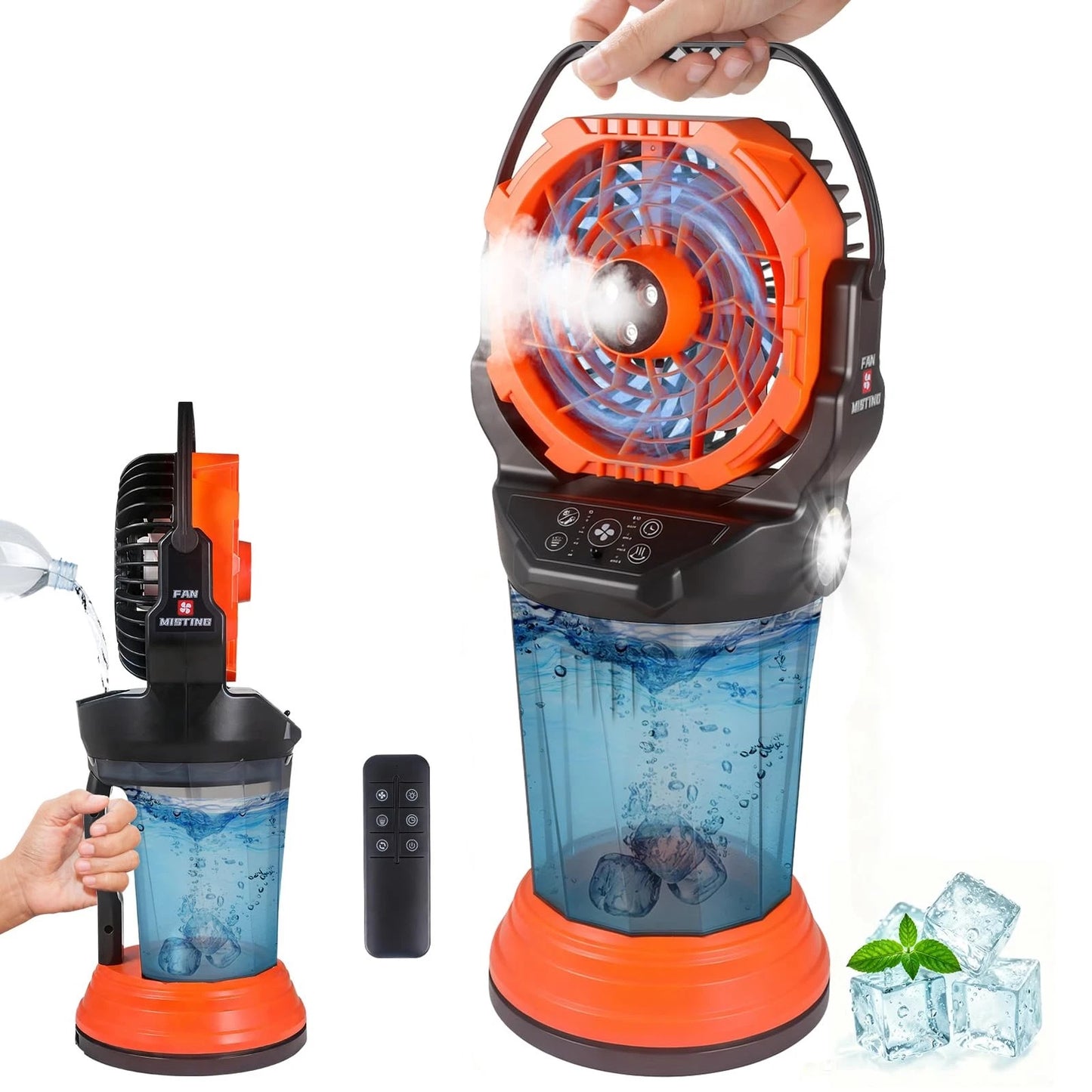 Portable Misting Fan with 3 Spray Nozzles, 20000mAh Battery & Remote Control